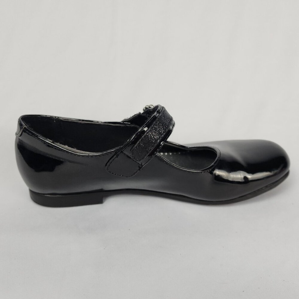 Rachel Shoes Girls 3M Black "Patent Leather Look" Rhinestone Hook‎ Loop Closure - Picture 13 of 15